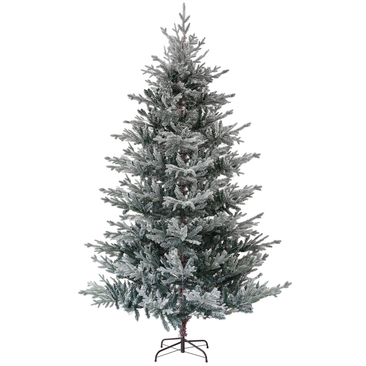 HOMCOM 9ft Nordic Pine Artificial Christmas Tree with 1939 Snow Flocked Tips, Foldable Metal Stand, Easy Assembly, Hinged Xmas Tree for Home Office Holiday HOMCOM