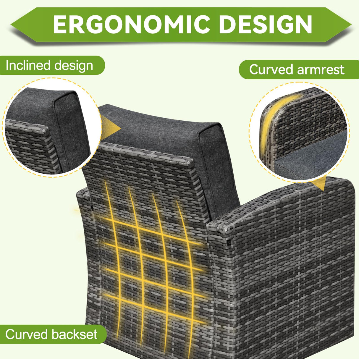 Suvivityse 6 Pieces Patio Furniture Set Sectional Rattan Wicker Outdoor Conversations Sets with Table and Ottomans for Garden, Poolside, Backyard (Grey) Suvivityse