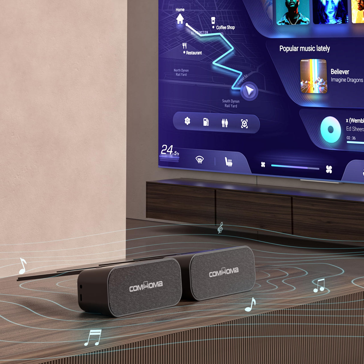 COMHOMA Loveseat Recliner Sofa,Fabric Home Theater Seating Seats,RV Manual Reclining Chair with Bluetooth Speakers,Living Room Furniture Set COMHOMA