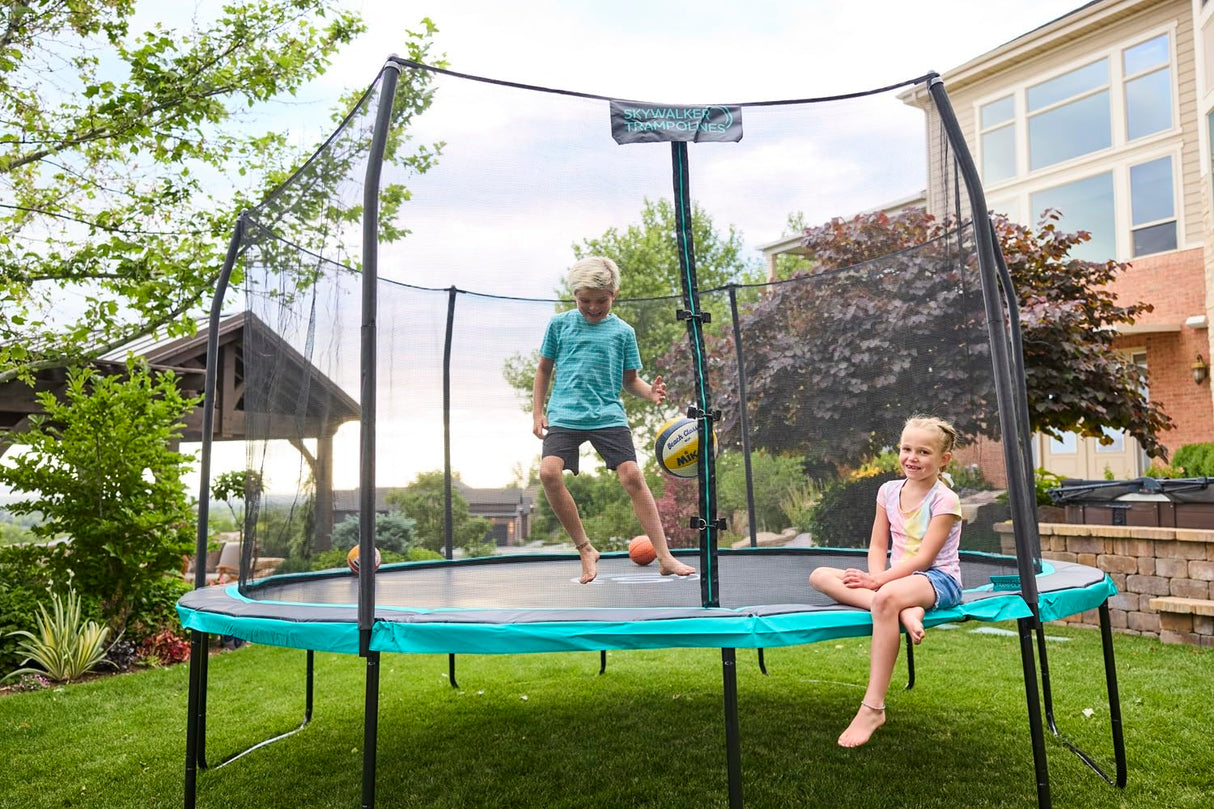 SKYWALKER TRAMPOLINES 12 FT Round Trampoline with Safety Enclosure Net, Outdoor Trampoline, ASTM Approved Skywalker Trampolines