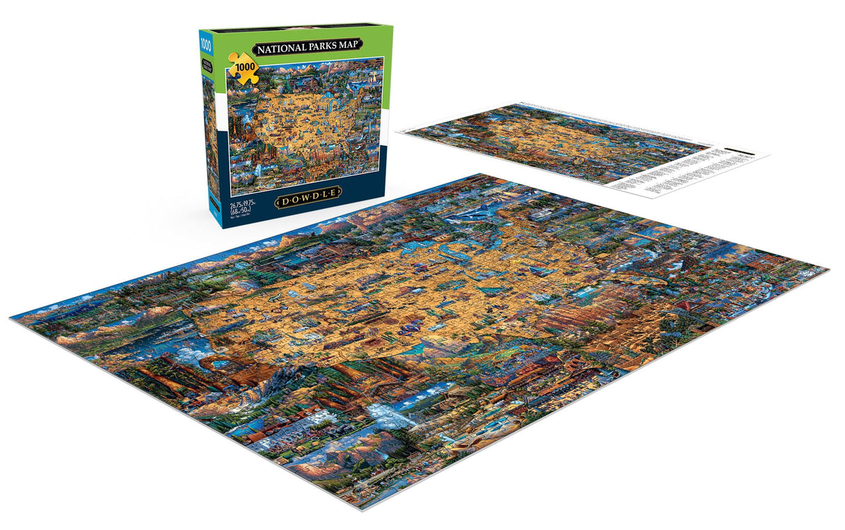 Buffalo Games - Dowdle - National Parks Map - 1000 Piece Jigsaw Puzzle for Adults -Challenging Puzzle Perfect for Game Nights - Finished Size is 26.75 x 19.75 Buffalo Games