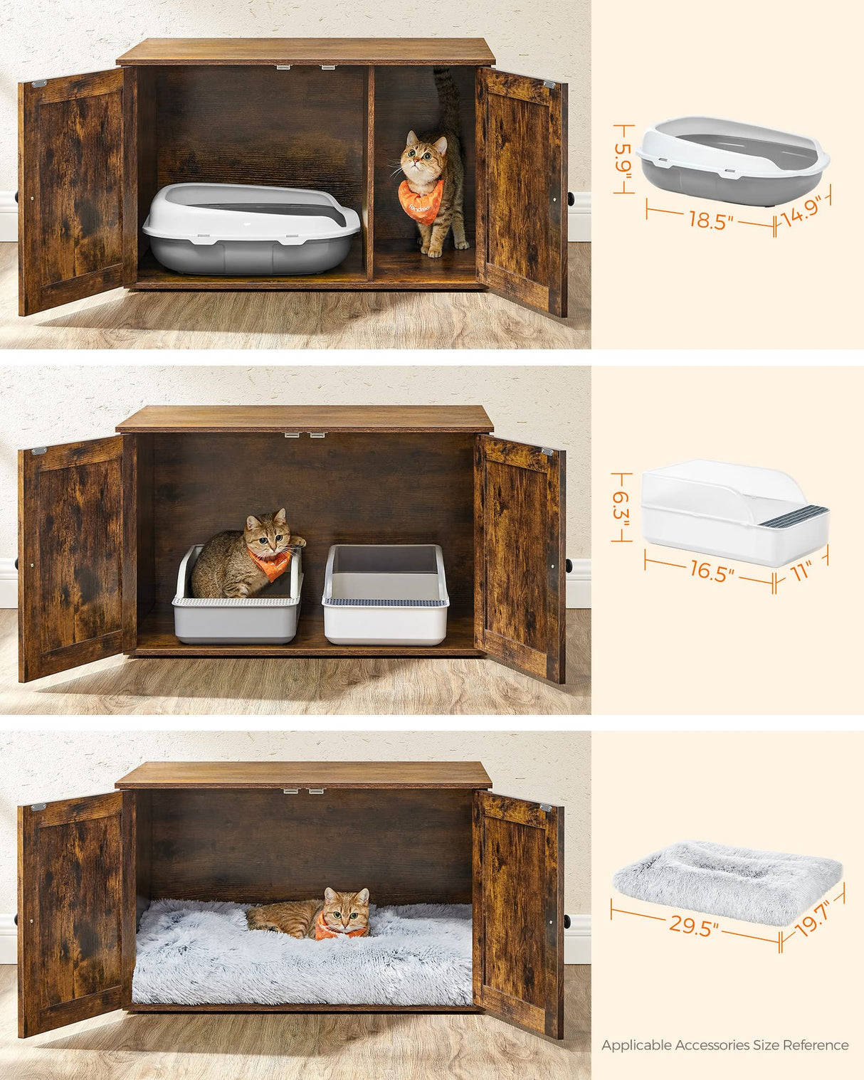 Feandrea Cat Litter Box Enclosure, Litter Box Furniture Hidden with Removable Divider, Indoor Cat House, End Table, 31.5 x 20.9 x 19.7 Inches, Rustic Brown UPCL002X01 Feandrea