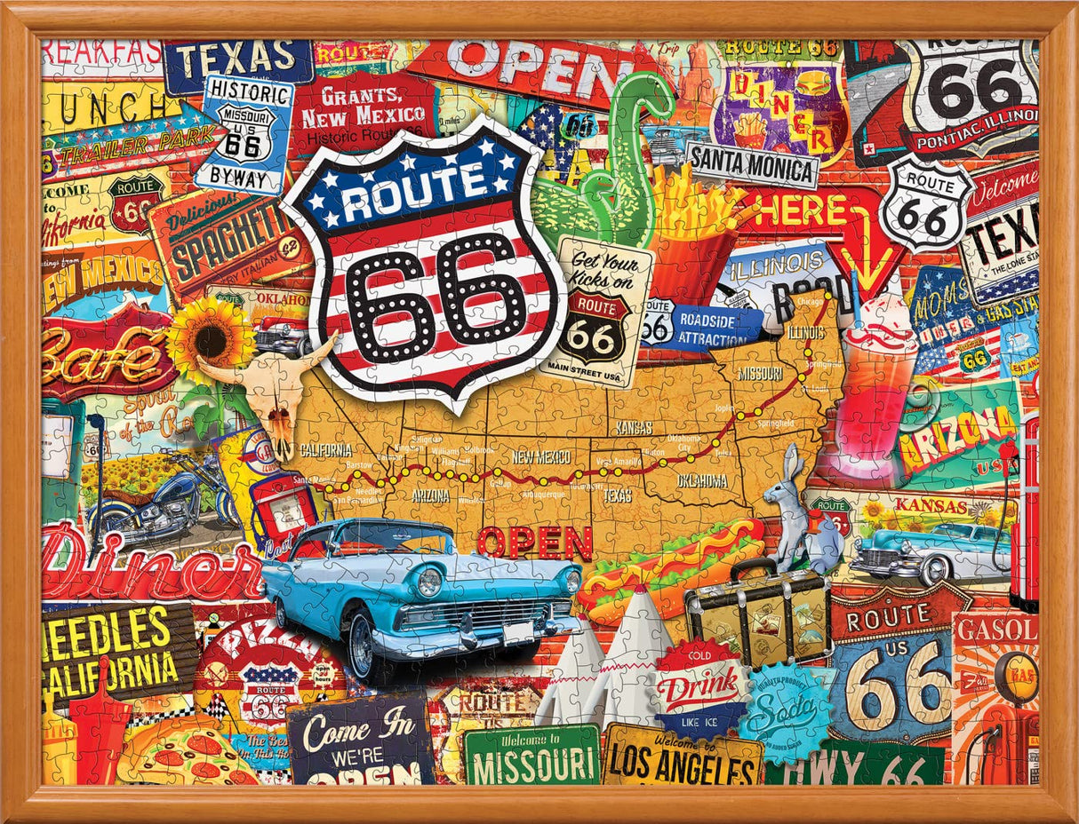 MasterPieces - 550 Piece Jigsaw Puzzle, Route 66 Main Street of America, Fun for Adults, Family, Kids, 18" x 24" Masterpieces