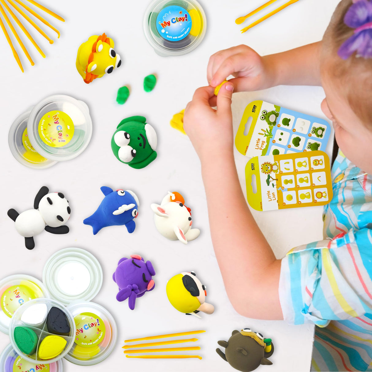 Oun Nana Air Dry Clay for Kids,12 Box Animal Modeling Clay Art Craft Kit,Ultra Soft & Mess-Free, with Sculpting Tools, Tutorials, Ideal Gift for Boys Girls Birthday Christmas Party Favor Oun Nana