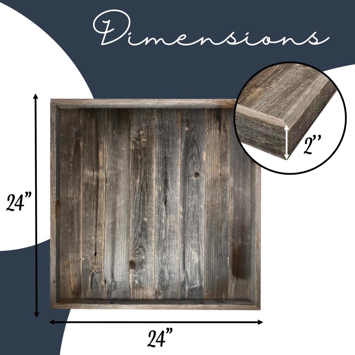 Barnwood USA Extra Large Ottoman Tray with Anti Scratch Felt Pad - Rustic Reclaimed Wood Square Ottoman Trays - Perfect for Ottomans, Coffee Tables, and Office Desks - 24"x24" - Natural Weathered Gray BarnwoodUSA LLC