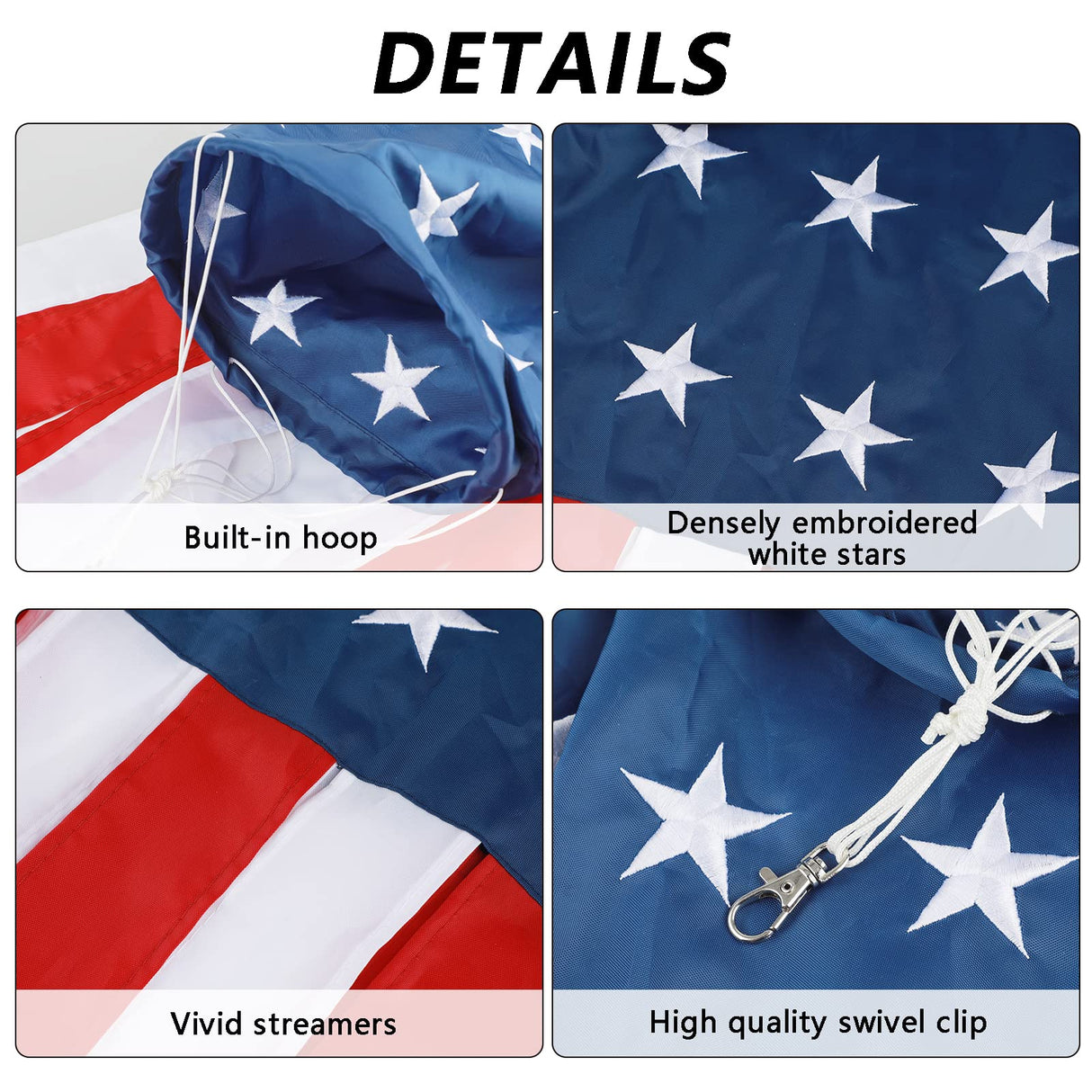 4th of July Decorations,40 Inch American Windsock Heavy Duty,Patriotic Fourth of July Outdoor Decor, American Flag USA Windsock With Embroidered Stars,Red White and Blue Decor for Memorial Day,Outside HOOSUN