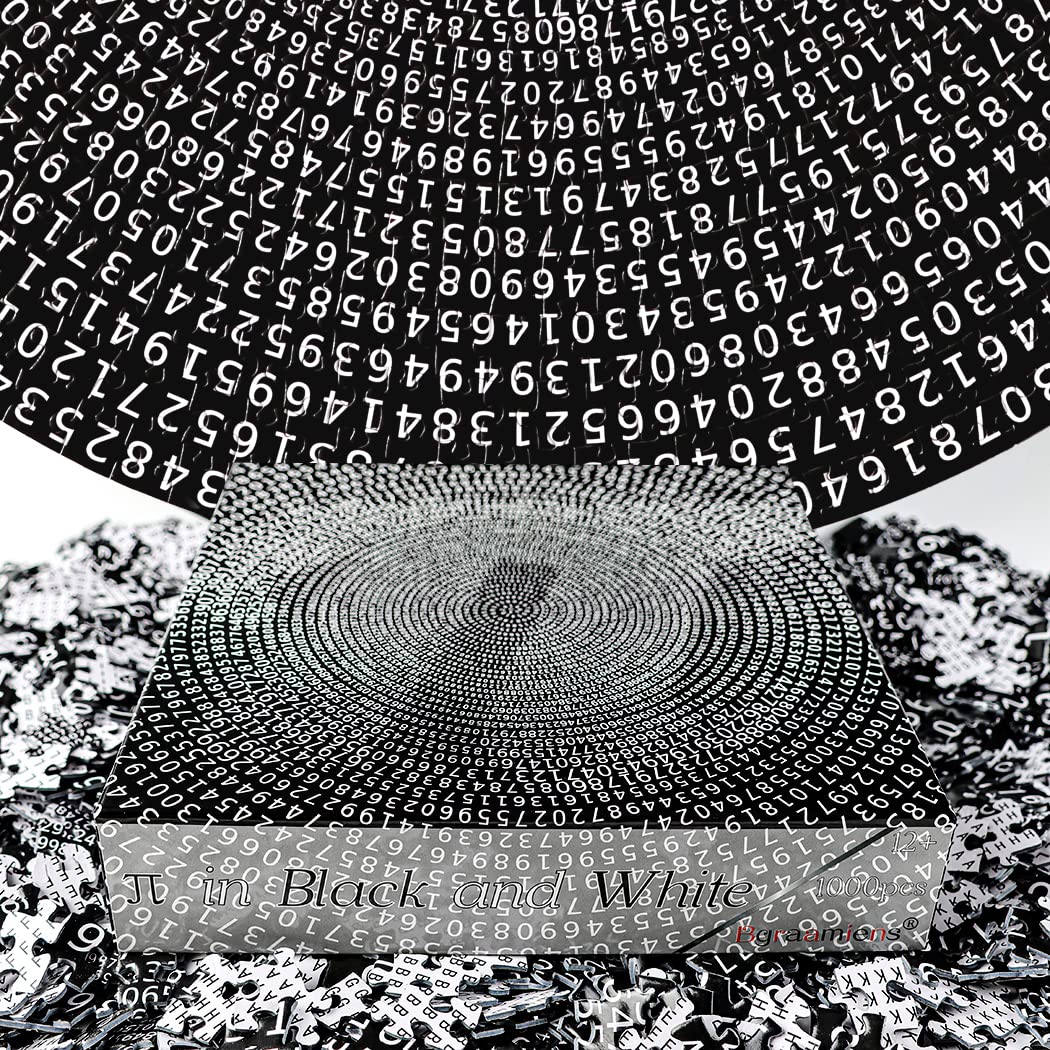 Bgraamiens Puzzle -π Day Puzzle The Mystical π Puzzle Hard Unique Round Numbers Puzzle for Adults (π in Black and White) Bgraamiens