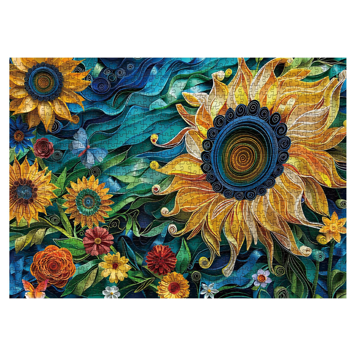 Sunflower Puzzles for Adults 1000 Pieces, Colorful Flower 3D Plant Jigsaw Puzzles Nature, Christian Beautiful Paper Floral Garden Puzzle BBOLDIN