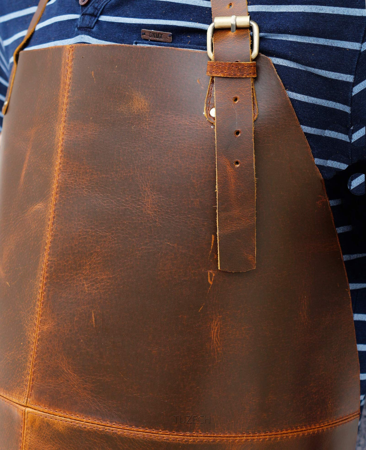 TUZECH Durable Leather Apron Utility Tool With Pocket For Chef||Butcher||Metalworker||Carpenter||Blacksmith||Heavy Duty Apron (Brown (Double Pocket), 30" Inches) TUZECH