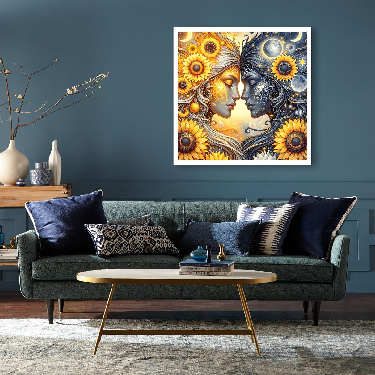 Diamond Art Kits for Adults - Sunflower Sun Moon Diamond Painting Kits DIY 5D Full Drill Diamond Dots Paintings with Diamonds Gem Art and Crafts for Home Decor 12x12 Inch Fuinkqe