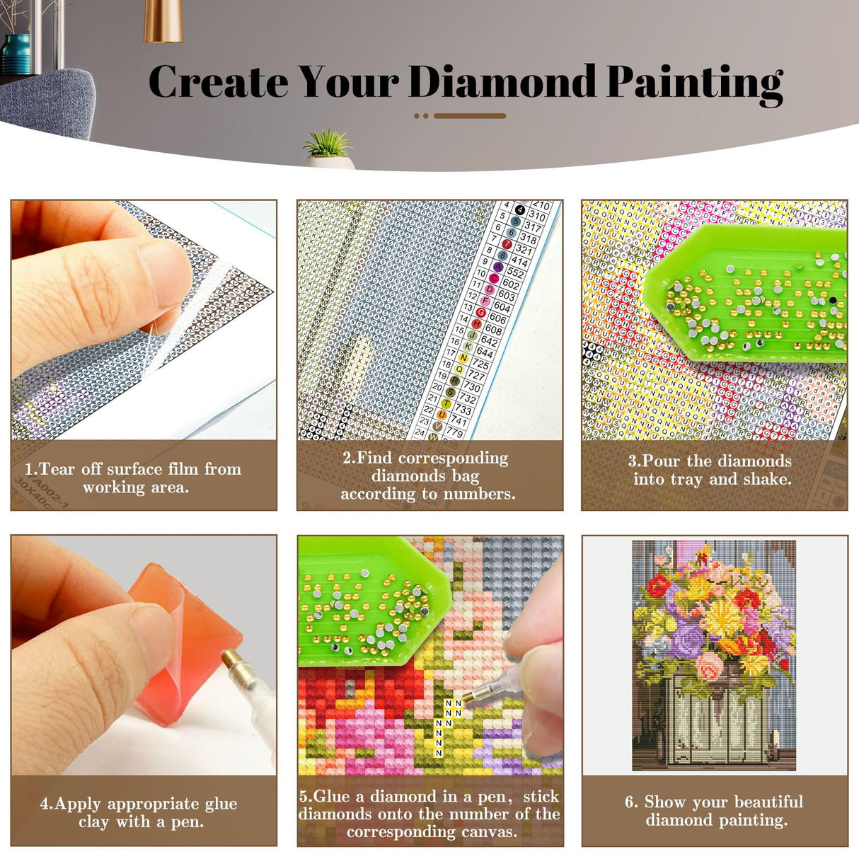 YOYA 2 Pack Diamond Painting Kits for Adults, Diamond Art Kits with Accessories & Tools, DIY Flowers 5D Diamond Painting Full Drill Gem Art Painting Kit for Home Wall Decor 12 x 16 Inch YOYA