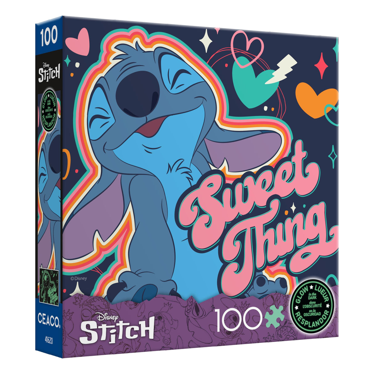 Ceaco - Disney - Stitch - Sweet Thing - Glow in The Dark - 100 Piece Jigsaw Puzzle Ceaco