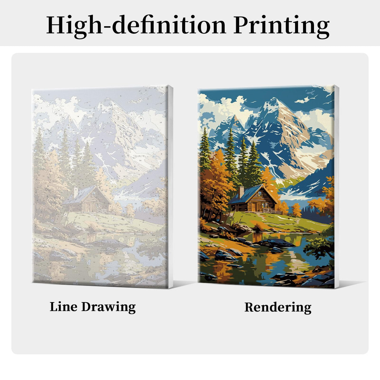 HeeBenor Framed Paint by Numbers Kit for Adults, Mountain Paint by Number with Easel, DIY Acrylic Landscape Oil Painting Kit, Adult Paint by Number Kits Framed Canvas for Home Decor 8x12 Inch HeeBenor