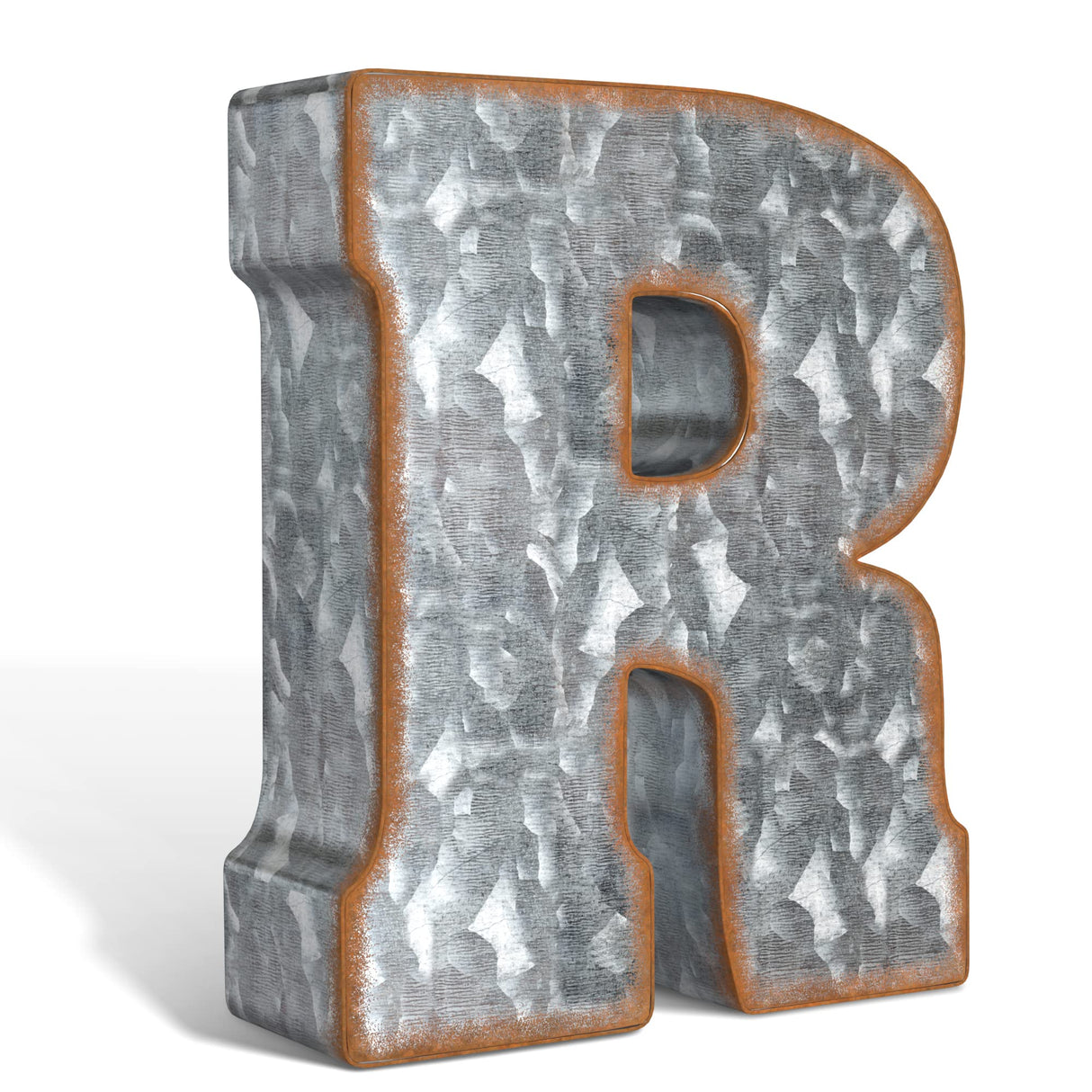 CraftyCrocodile 7" Galvanized Metal Letters for Wall Decor - 3D Letter R for Hanging & Free Standing - Decorative Rustic Alphabet Letters for the Living Room, Bedroom, Kitchen CraftyCrocodile