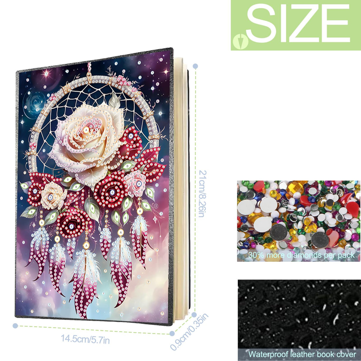 TDFERAN Diamond Art Notebooks DIY Dreamcatcher Flowers Diamond Painting Notebook Gem Art for Adults Valentines Day Journal Special Shaped Crystal Journaling Notebooks Painting Sketchbook TDFERAN