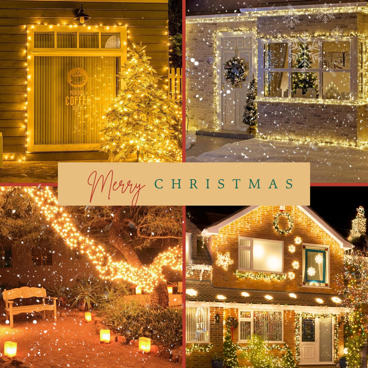 OZS Upgraded 2Pack 164ft 400 LED Christmas String Lights Outdoor/Indoor, Extendable Fairy String Lights, Waterproof 8 Modes Green Wire Tree Lights for Holiday Party Christmas Decorations (Warm White) OZS