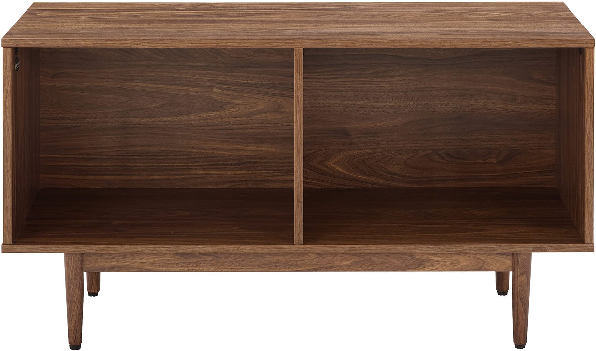 Crosley Furniture Liam Medium Vinyl Record Storage TV Stand and Entertainment Center, Media Console, Walnut Crosley Furniture