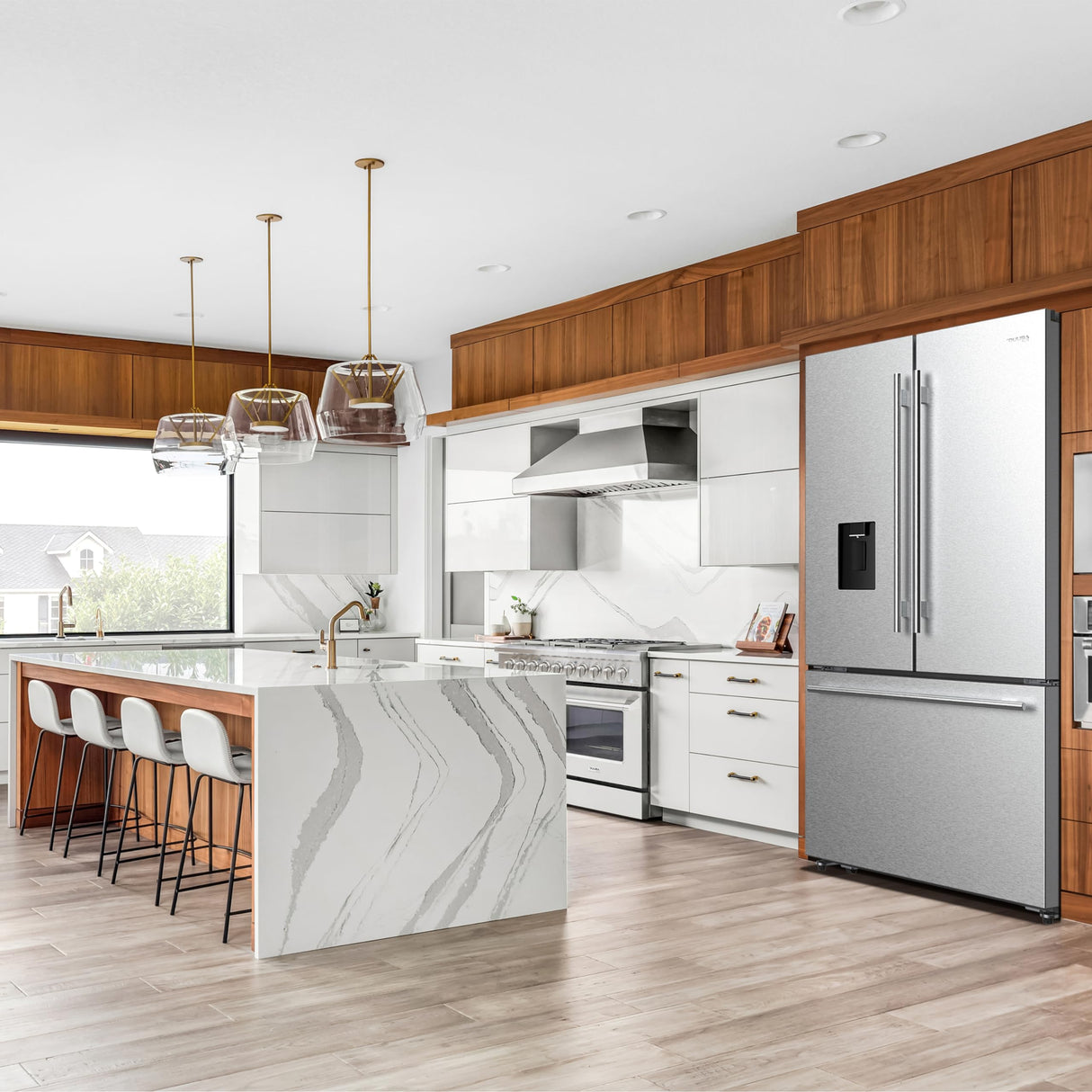 DUURA Elite DE210FDBMDSS Refrigerator Built in with French Doors Adjustable Glass Shelves Dual Drawer Bottom Freezer with Ice Maker, LED Interior Light and Stainless Steel Exterior, 36-Inch, Metallic DUURA Elite