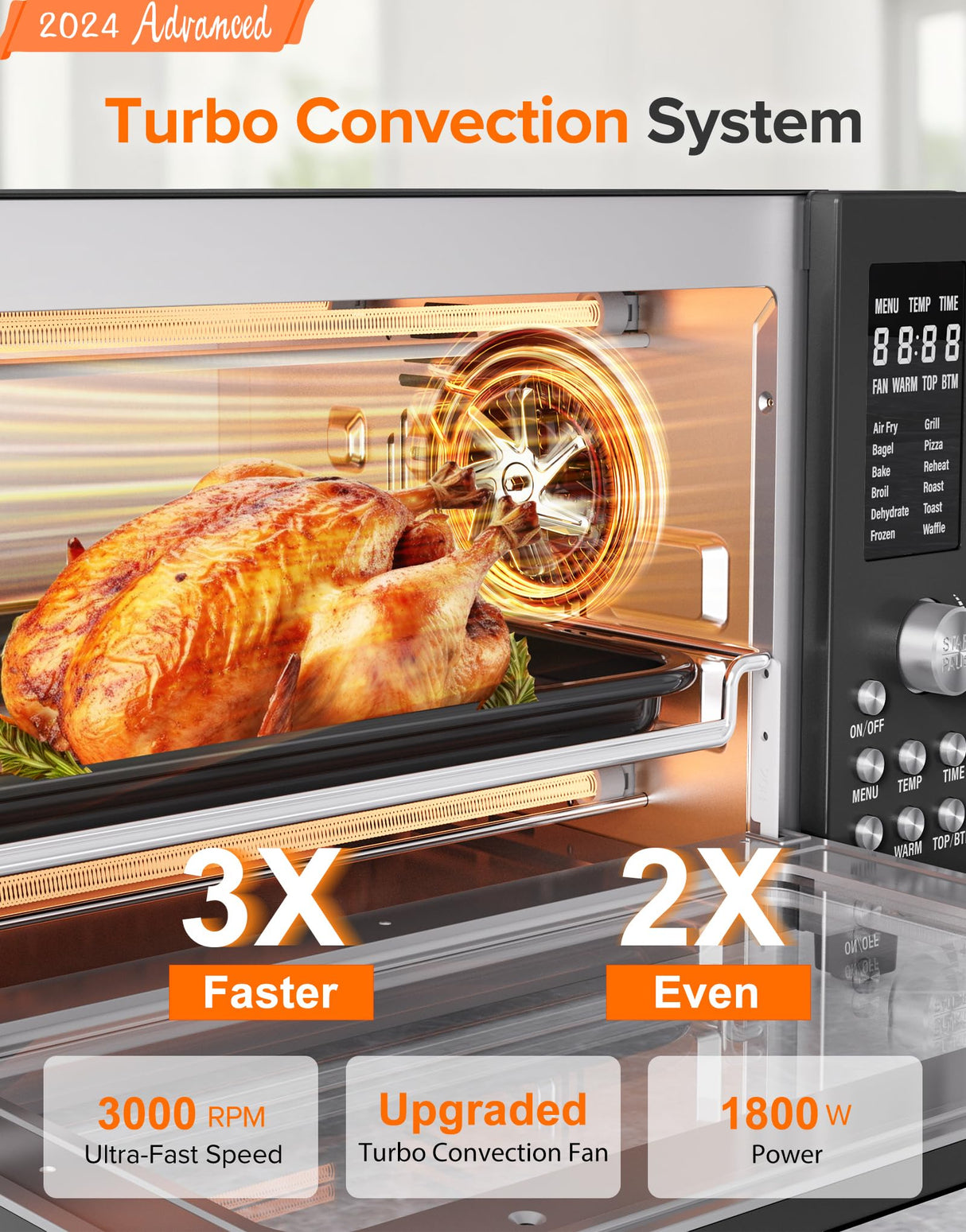 Nuwave Bravo Pro Smart Air Fryer Toaster Oven Combo, Airfryer Convection Oven Countertop, 12-in-1 Functions with Quicker & Even Crisp Technology, 1800W, 50-450°F, PFAS-Free, 21QT, Black Nuwave