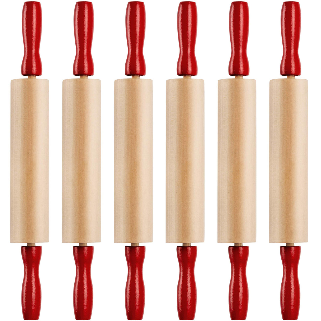 Mini Rolling Pin 7.5 Inch Kids Rolling Pin - (Pack of 6) Set for Play Dough Accessories Small Rolling Pin for Dough - Wood Kids Rolling Pins with Handles for Foods, Accessories Bedwina