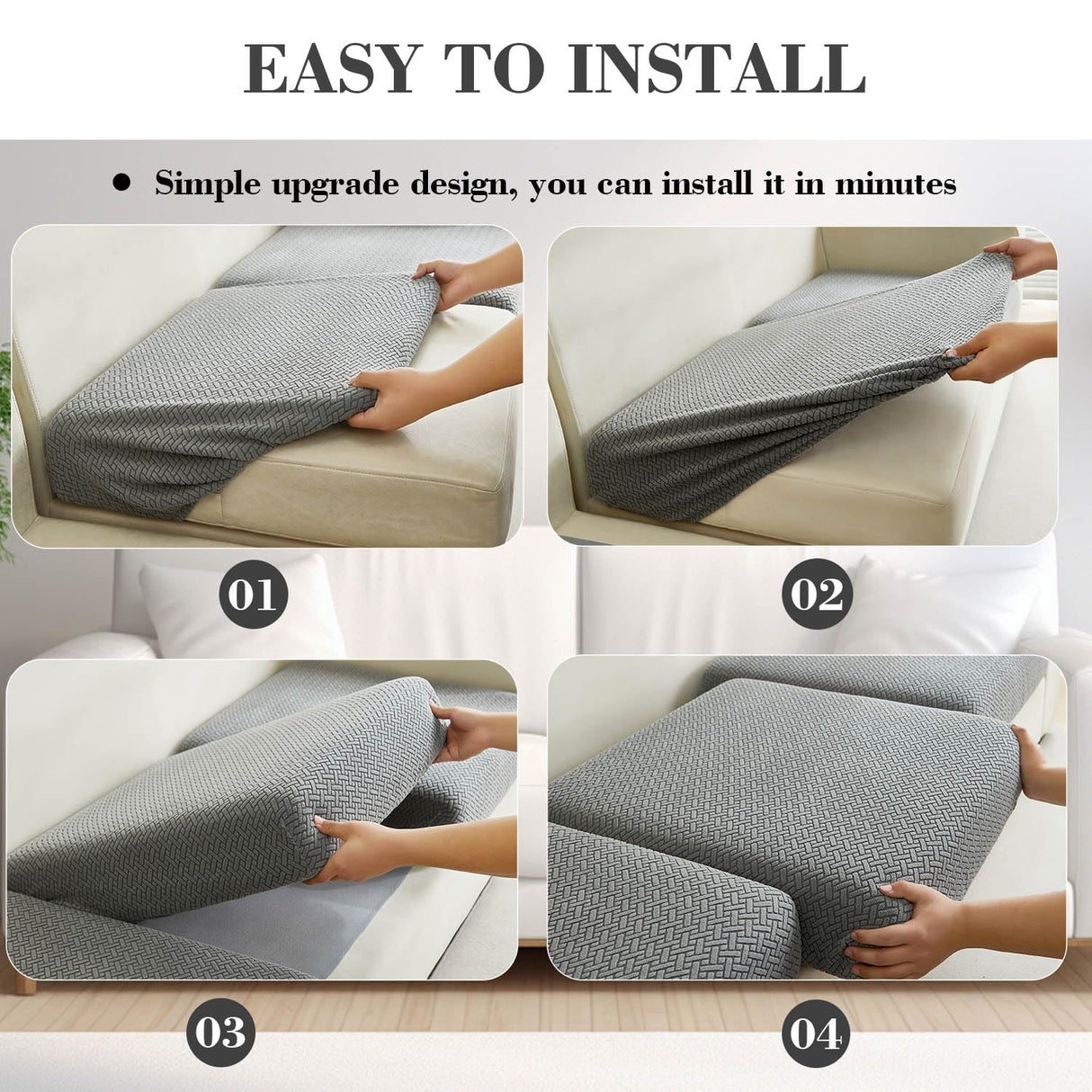 Disayu Magic Sofa Covers Couch Covers 2024 New Couch Cushion Covers Universal Sofa Covers Washable Stretch Slipcovers for Sectional Sofa (Texture Gray,Large Single Seat Cover) Disayu