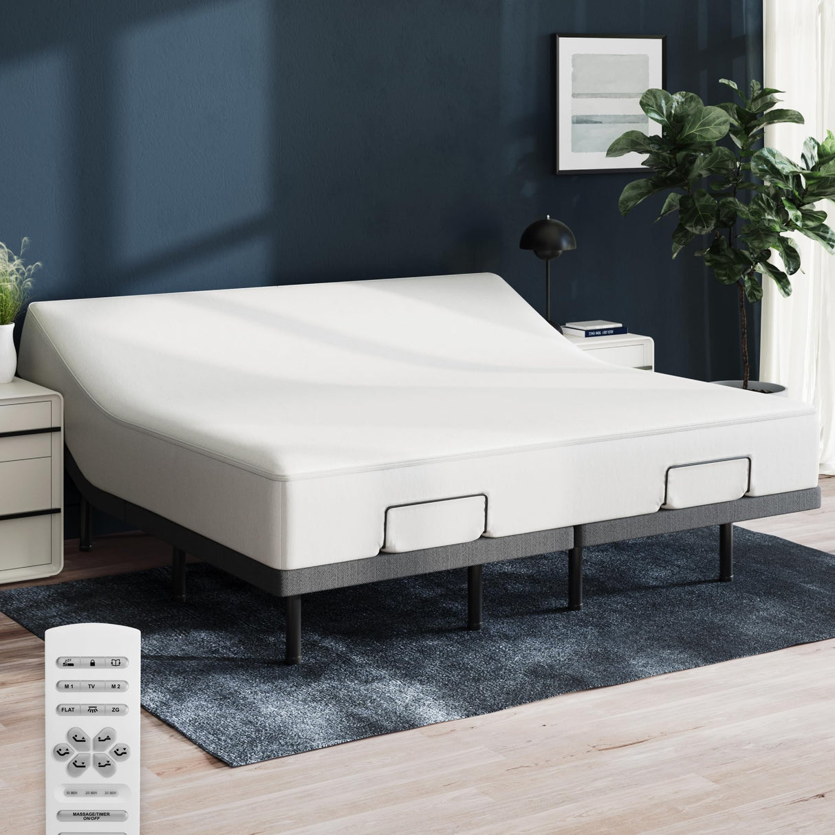 Nectar King Adjustable Base & 12” Mattress (New Version) - Head & Foot Incline - Medium Firm Memory Foam - Cooling Top Layer - 3 Massage Settings - 365-Night Mattress Trial & Forever Warranty Nectar