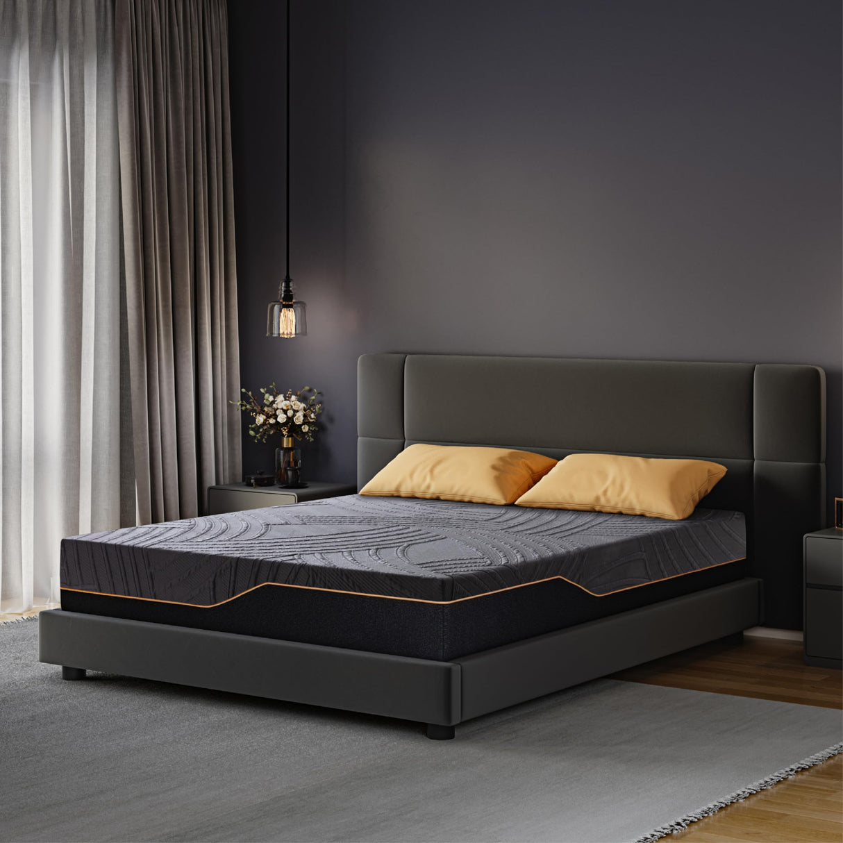 Dyonery Full Firm Mattress 14 Inch, Copper-Gel AeroFusion Memory Foam Mattress in a Box, Cooling Knit Fabric Cover, CertiPUR-US Certified, Pressure Relief, Made in USA, 54”x75”x14”, Black Dyonery