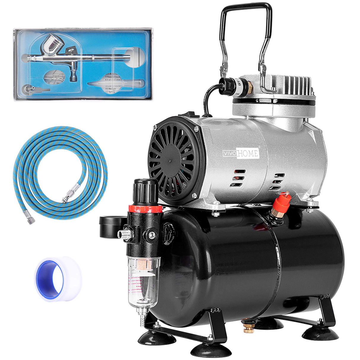 VIVOHOME 110-120V Professional Airbrushing Paint System with 1/5 HP Air Compressor and 1 Paint Sprayer with Upgraded 11 in 1 Combo Multifunctional Swing Away Clamshell Printing Sublimation Heat Press VIVOHOME
