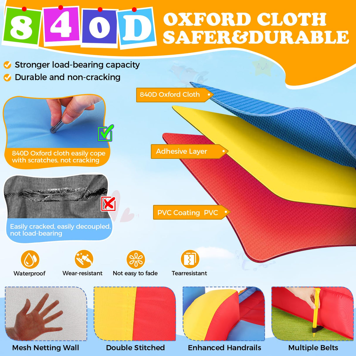 Whubefy Bounce House for Kids 3-10, 12.6FTx9FT Inflatable Bounce House with Blower for Big Kids 8-12 3-6 Double Slide Obstacle, Indoor Outdoor Blow up Bouncy Castle Jump House for Family Backyard Fun Whubefy