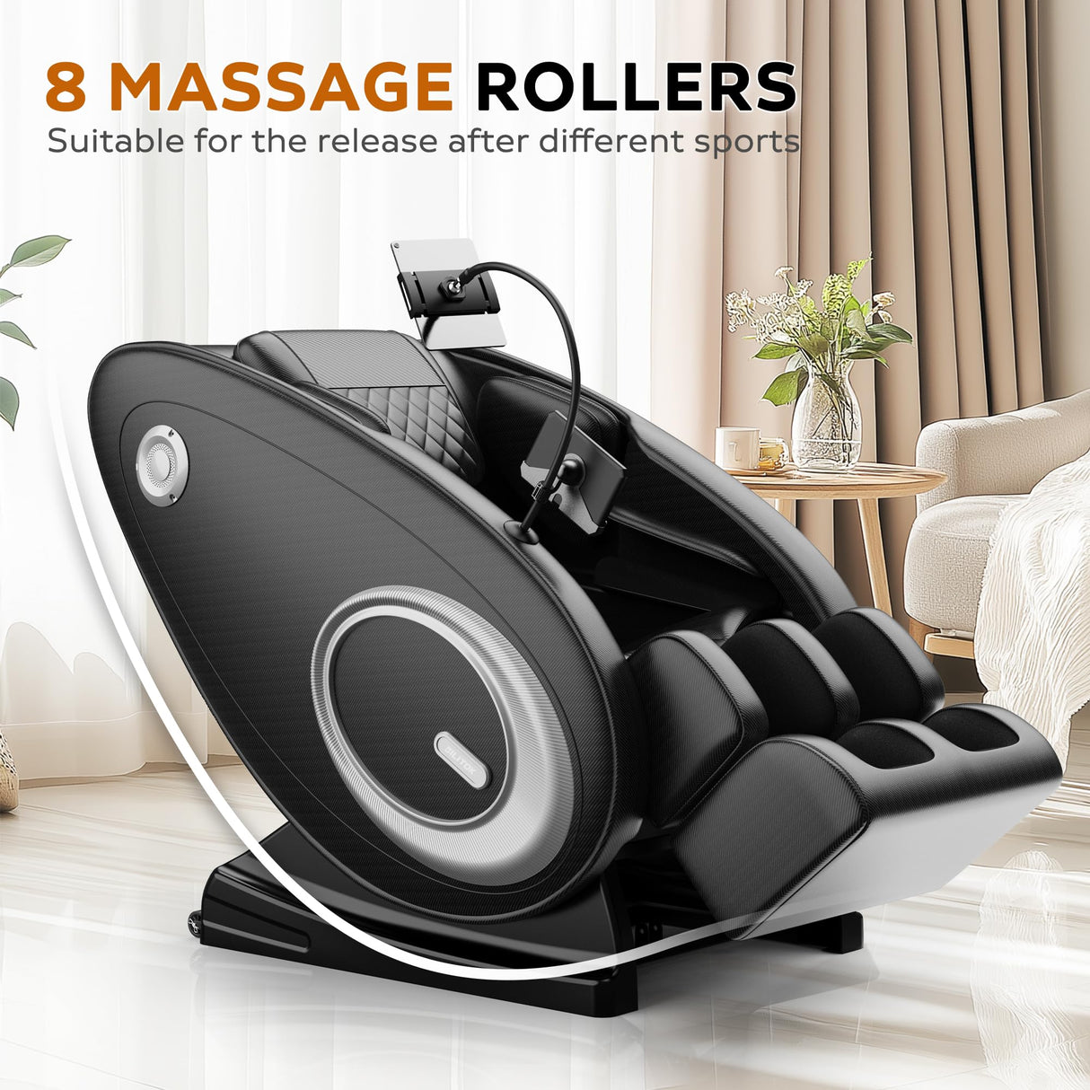 BILITOK Massage Chair with Zero Gravity, Full Body Massage Chair Recliner with Airbags, Heating, Bluetooth Speaker, Foot Roller, Touch Screen, Black BILITOK