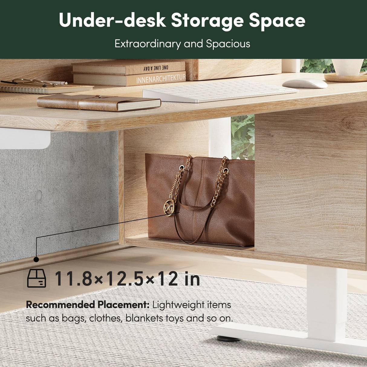 FEZIBO Electric Standing Desk 48 x 24 Inch with Monitor Shelf, 3 Drawers and Open Storage, Home Office Computer Workstation, Maple, 2 Packages FEZIBO