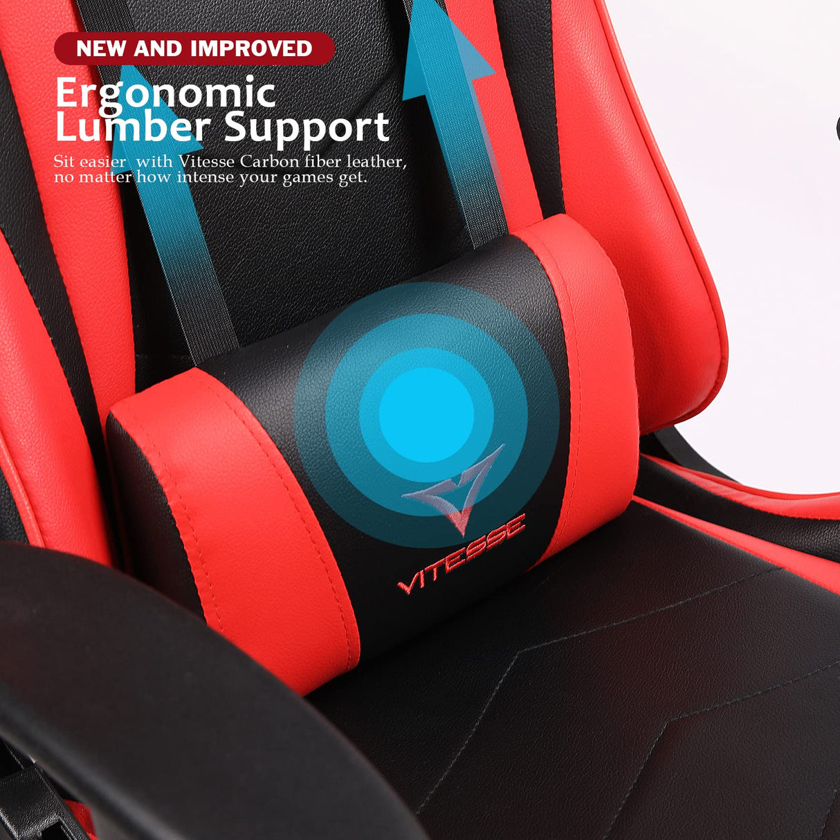 VITESSE Ergonomic Red Gaming Chair for Adults, 330 lbs PC Computer Chair, Racing Office Chair, Silla Gamer Height Adjustable Swivel Chair with Lumbar Support and Headrest… VITESSE