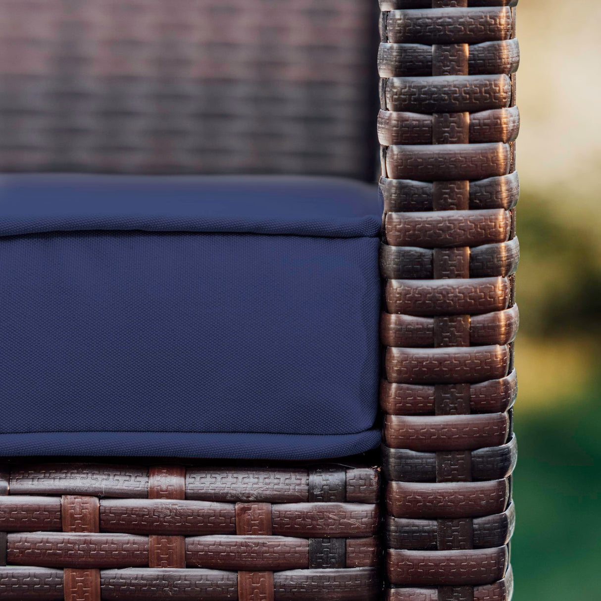 Nestl Wicker Outdoor Furniture Set - 3 Piece Patio Bistro Set (Brown/Navy) Nestl