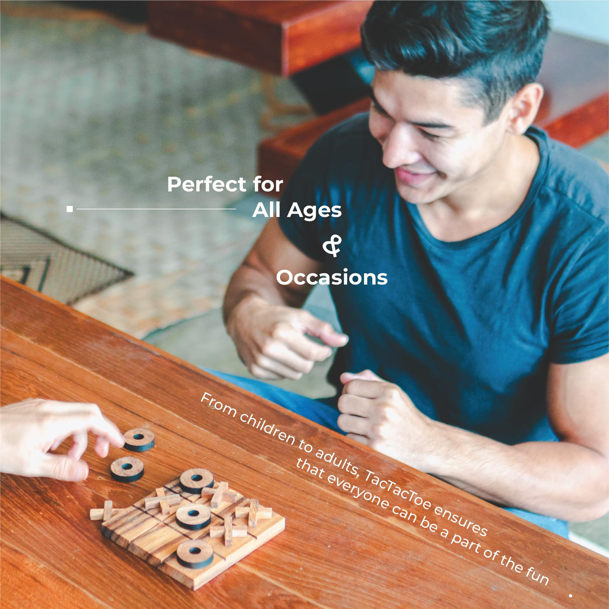 BSIRI Wooden Tic Tac Toe Game - Brain Teaser Puzzles for Adults Kids Games and Unique Gifts for Kids, Coffee Table Decor Living Room Decor Modern Wood Decor (5.5 Inch) BSIRI