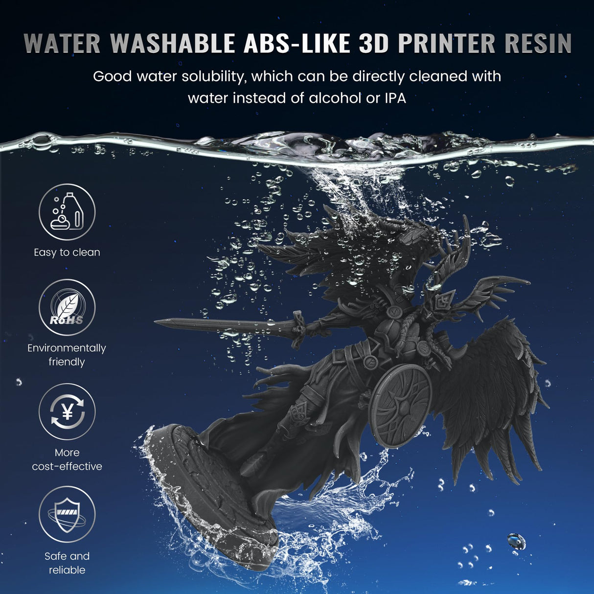 JAYO Water Washable ABS-Like 3D Printer Resin Grey 2KG, High Toughness and Durability, Easy to Post-Process, Low Odor, 405nm UV Standard Rapid Photopolymer Resin for LCD/SLA 3D Printer JAYO