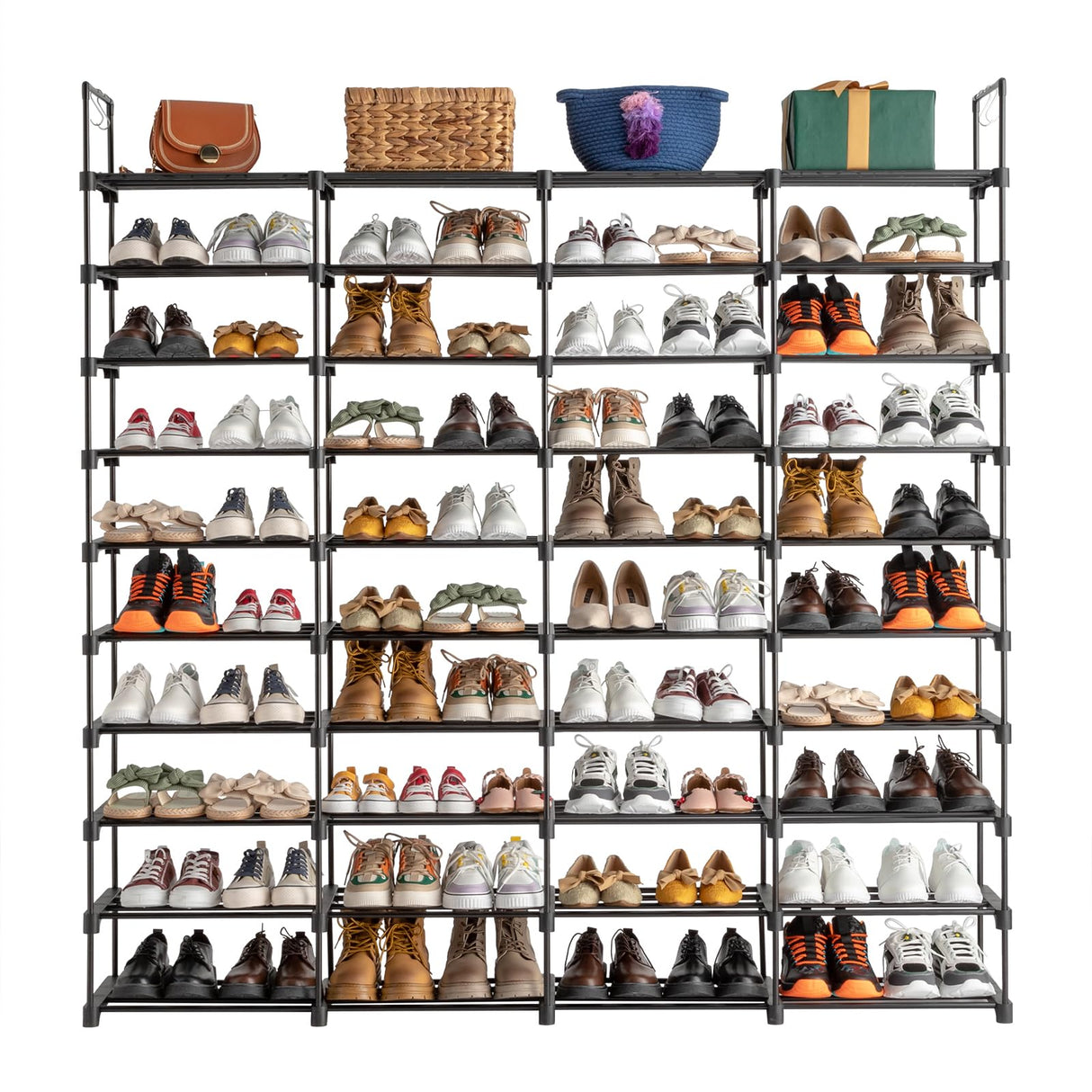 10 Tiers Shoe Rack, Large Capacity Shoe Shelf, Tall Shoe Organizer, Space Saving Shoe Shelf Holds 80 Pairs, Adjustable Height, Stackable Shoe Organizer for Closet, Entryway, Garage, Bedroom, Cloakroom ELEMENT ACE