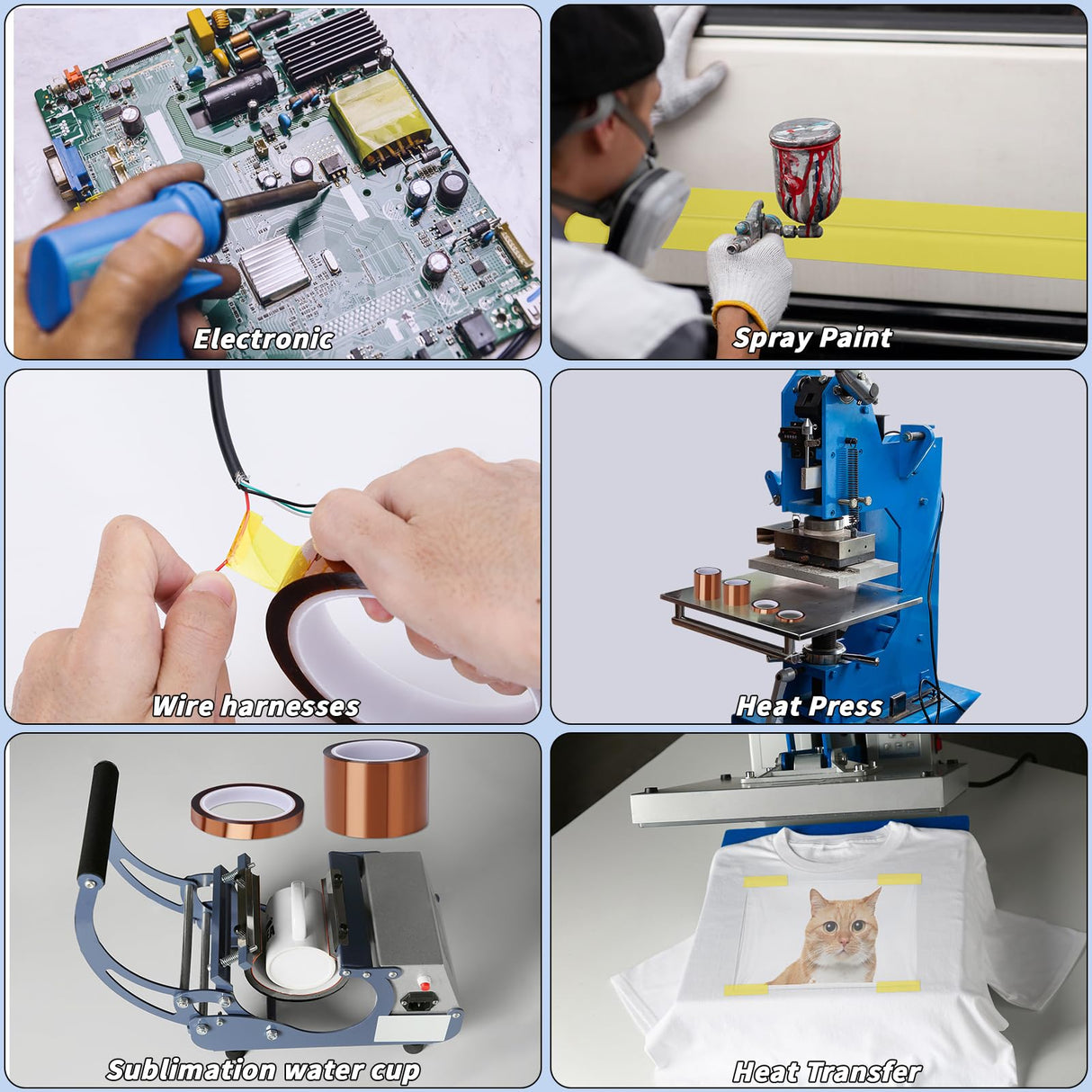 5 Rolls Sublimation Tape Heat Transfer Tape, 20mm × 50m (164ft) Heat Resistant Tape Sublimation Bulk, Brown Heat Transfer Tape for Sublimation Press Electronic Soldering Insulation, No Residue Oleitodh