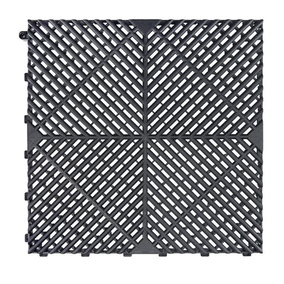 SafeRacks Ribbed Interlocking Garage Floor Tiles - Vented, Self-Draining, Non-Slip Flooring, Modular, Virgin Polypropylene, Ideal for Garages, Patios, Basements, Decks - Black - 82.56 sq ft - 48 Pack