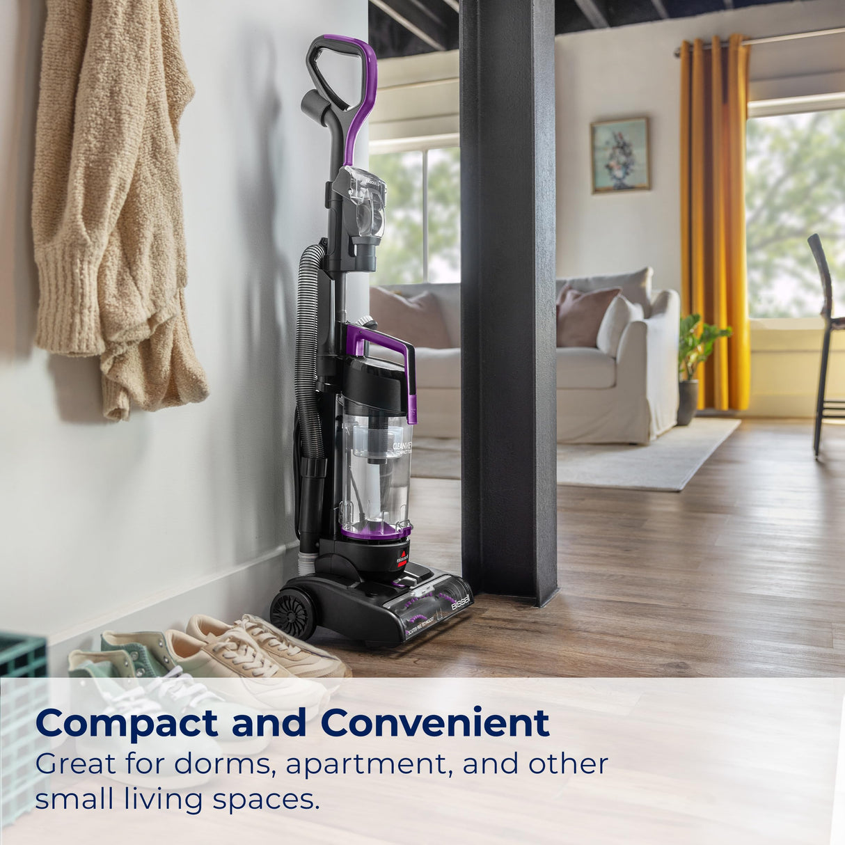 Bissell CleanView Compact Turbo Upright Vacuum with Quick Release Wand, Full Size Power, Compact Size for Apartments & Dorms, 3437F Bissell