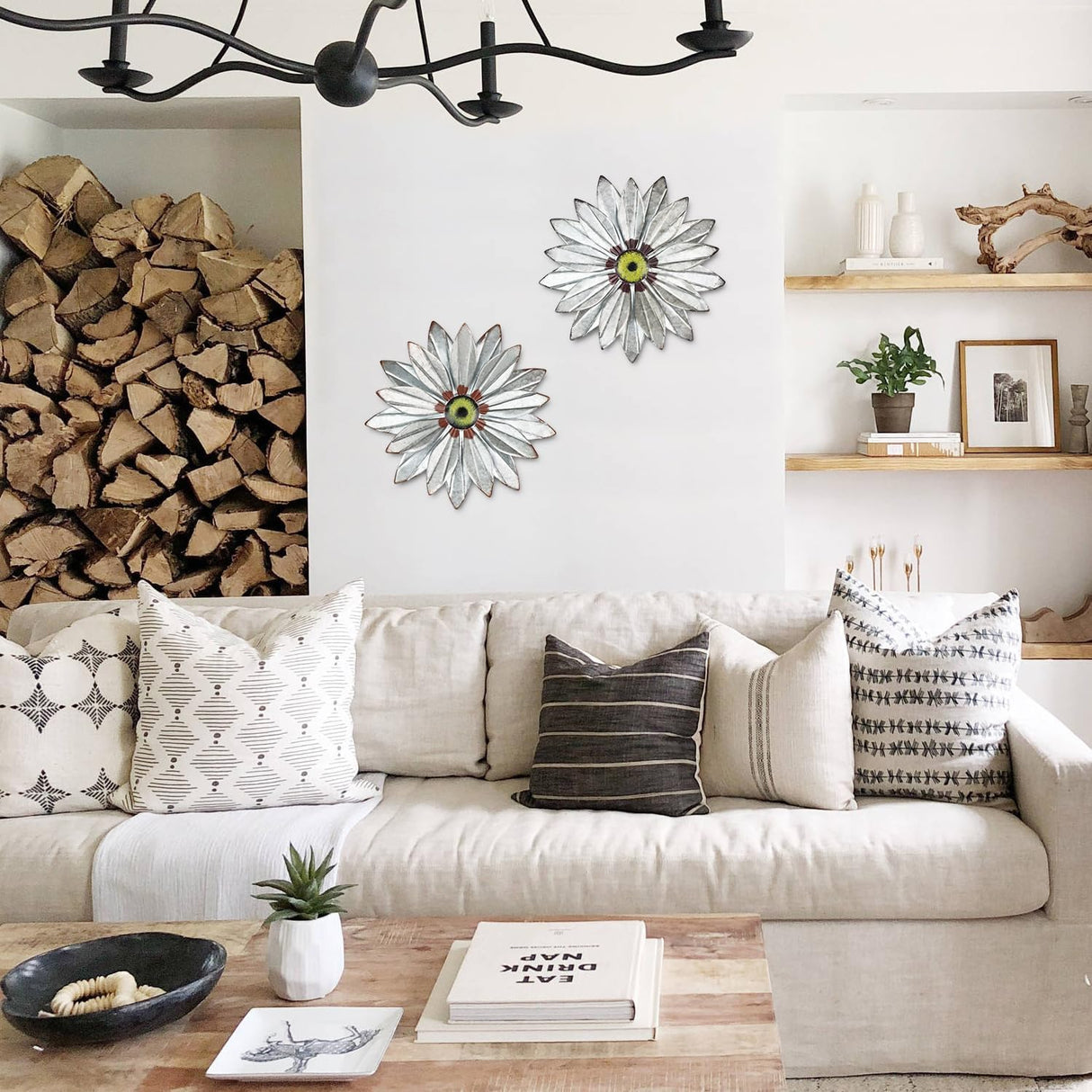 YEAHOME Metal Farmhouse Boho Wall Art, 2 Set 11" Galvanized Wall Decor for Bedroom & Outdoor YEAHOME