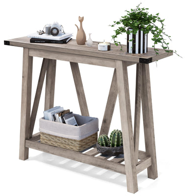 JOINHOM Farmhouse Console Table for Entryway - Wood Entryway Tables with Shelves, Sofa Table for Entryway, Living Room, Hallway, Gray