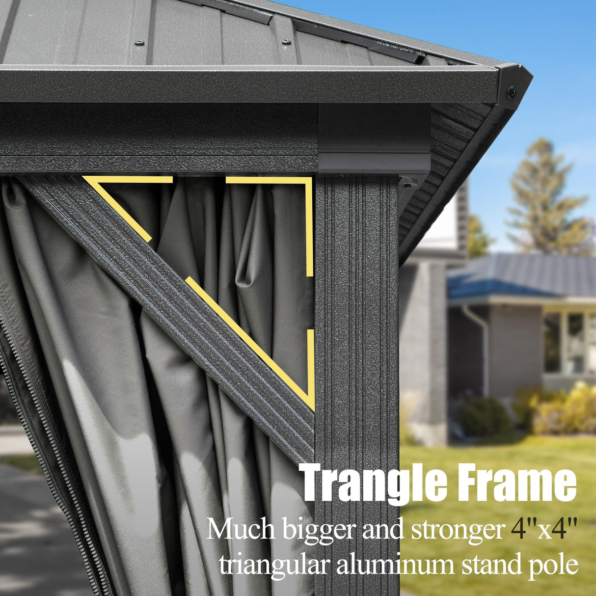 Domi 12’ X 20’ Hardtop Gazebo Canopy with Netting & Curtains, Outdoor Aluminum Gazebo with Galvanized Steel Double Roof for Patio Lawn and Garden, Gray domi outdoor living