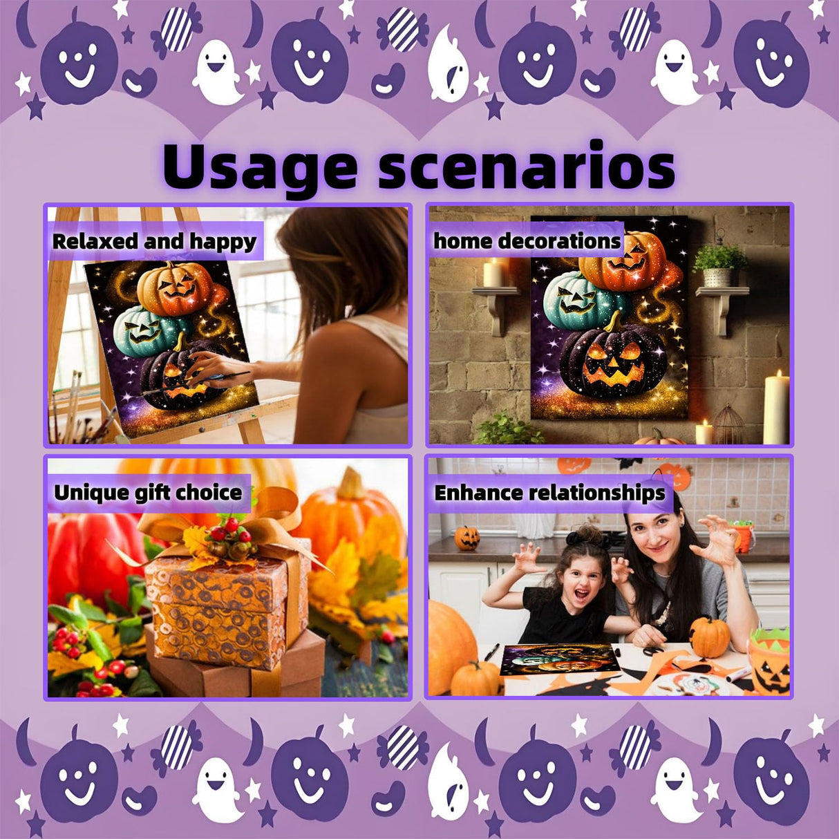 Arttoplus Halloween Paint by Numbers Kit for Adults Beginner-Pumpkin Adult Paint by Number Kits on Canvas, Horror DIY Acrylic Oil Painting by Numbers for Adults for Gift Home Wall Decor(16x20inch) Arttoplus