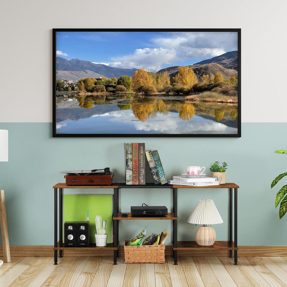 TV Stand for Bedroom 50 Inch TV Stand with Power Outlet 3 Tier Entertainment Center with Storage TV Console Table for 50 43 40 32 Inch TV, Rustic Brown Luplom