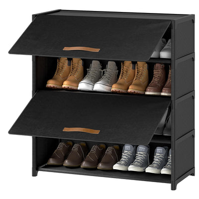 UNITSTAGE Shoe Rack, 5 Tier Shoe Storage Cabinet with Door 20 Pair Plastic Shoe Shelves Organizer for Closet, Entryway, Hallway, Bedroom, Black