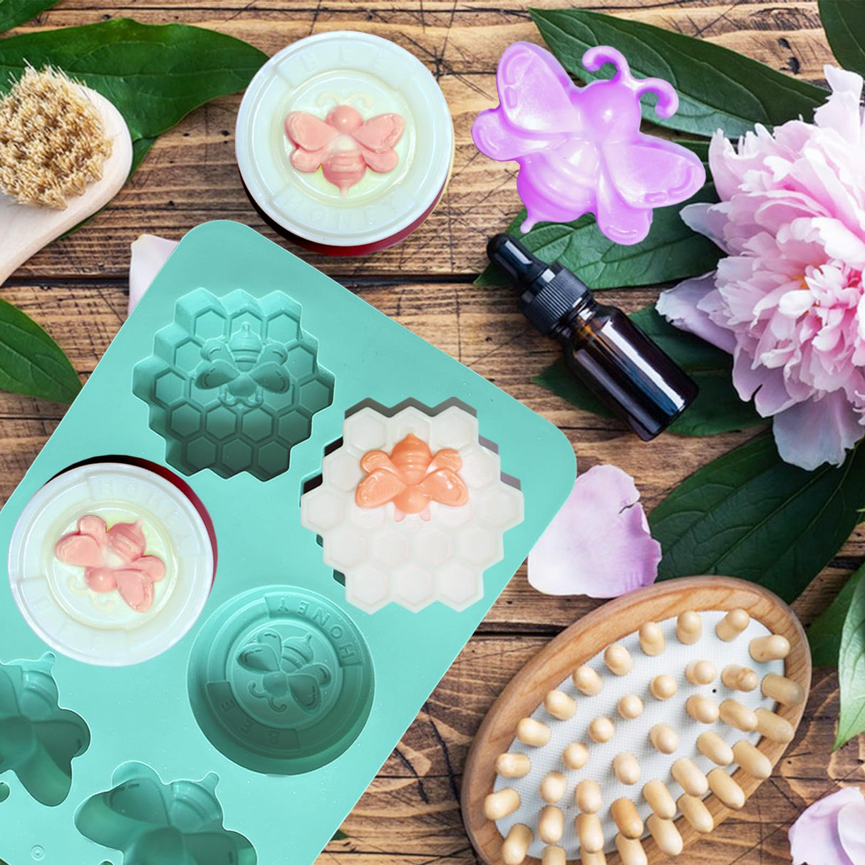 2Pcs Bee Silicone Molds Honeybee Silicone Mold for Making Homemade Soap, Lotion Bar, Jello, Bath Bomb, Beeswax, Candle BZIDII