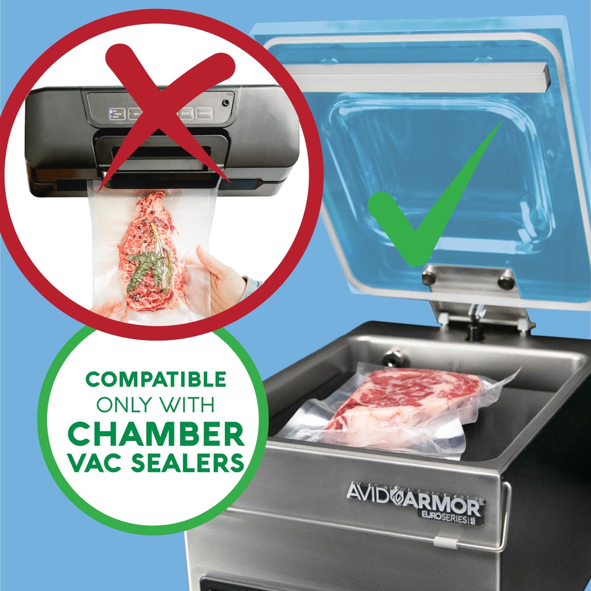 Avid Armor – Chamber Machine Pouches, Pre-Cut Chamber Vacuum Sealer Bags, Heavy Duty Seal Pouch, BPA-Free Chamber Sealer, Vacuum Chamber Pouches (250, 8x10) Avid Armor