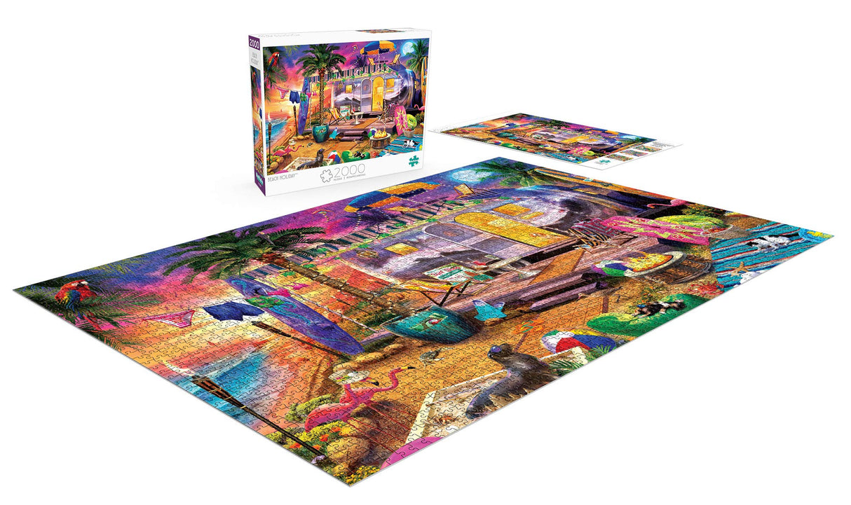 Buffalo Games - Jeff Haynie - Beach Holiday - 2000 Piece Jigsaw Puzzle for Adults Challenging Puzzle Perfect for Game Nights - Finished Size is 38.50 x 26.50 Buffalo Games