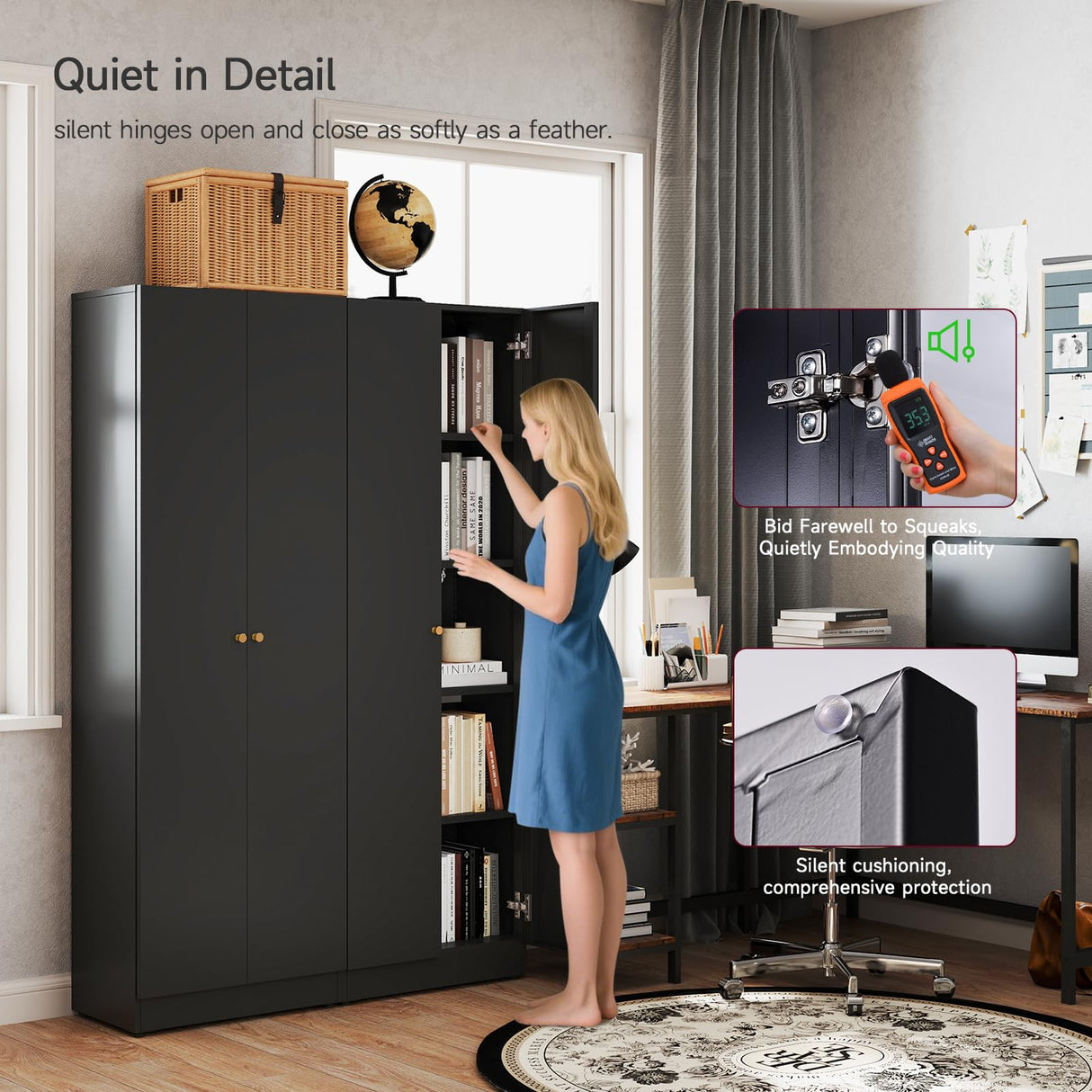 Metal Storage Cabinet with Doors, Black Bookshelf with Adjustable Shelves, Garage Storage Cabinet, 5 Tier File Cabinets, Tall Bookshelf Enclosed Bookcase for Home Office, Living Room, Library Generic