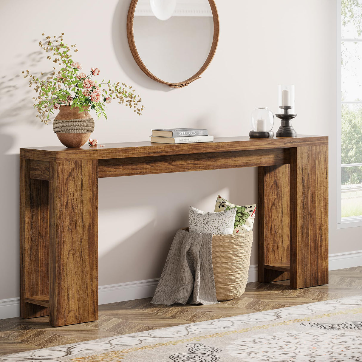 Tribesigns 70.9-Inch Extra Long Console Table, Farmhouse Wood Sofa Table Behind Couch, Narrow Entryway Accent Table for Living Room, Hallway, Entrance, Foyer, Dark Brown Tribesigns